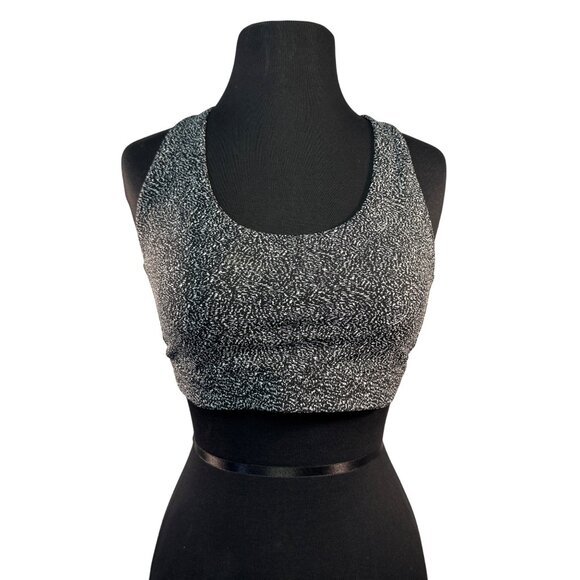 Athleta Heathered Black & White Racerback Sports Bra Size Large - Picture 1 of 6